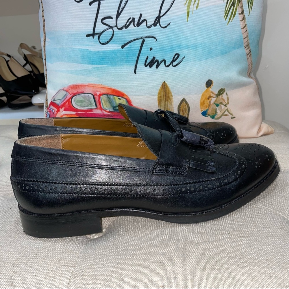 ASOS NWOB! Fringe/Tassel Dress Loafers In Black Polished Leather Shoes - Picture 7 of 12